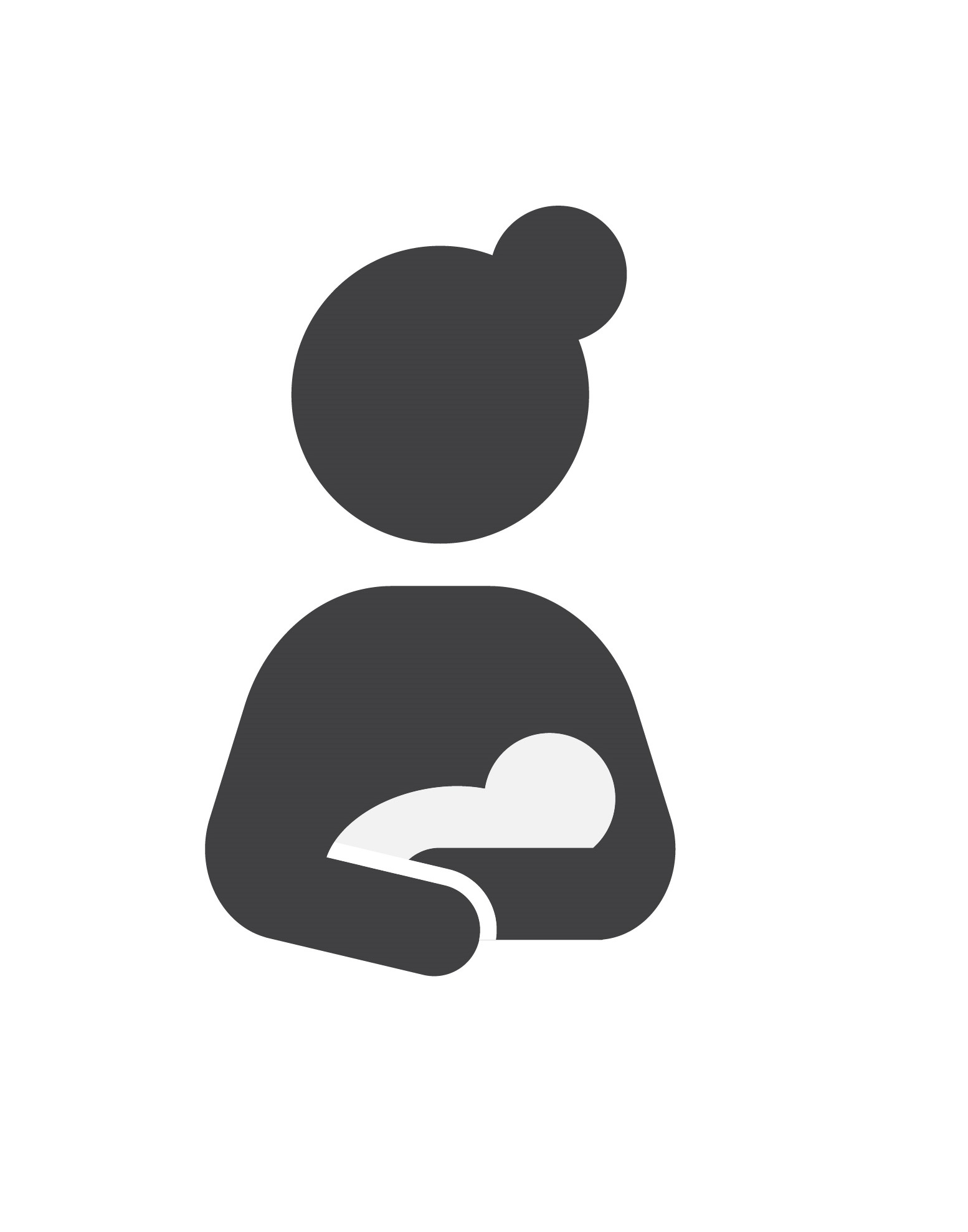 Symbool van een vrouw met een baby in haar armen.